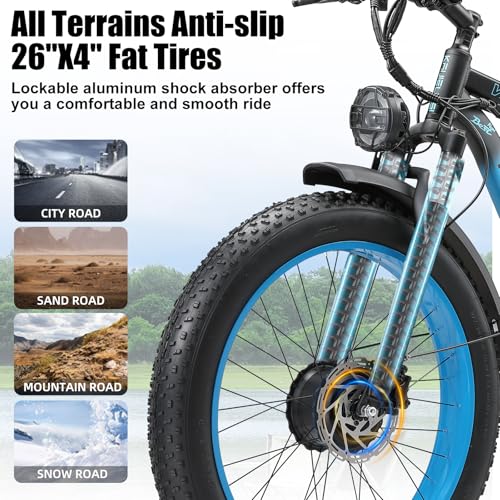 Electric Bike for Adult 4000W Peak Dual Motor 48V 23Ah 26 Inch Fat Tire Mountain Ebike F636