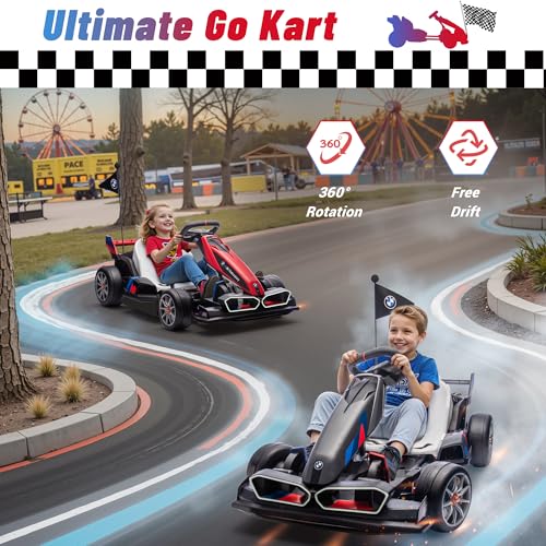 BMW Licensed 24V 9AH Electric Drift Kart for Kids, 7.5 MPH, Grey F94684