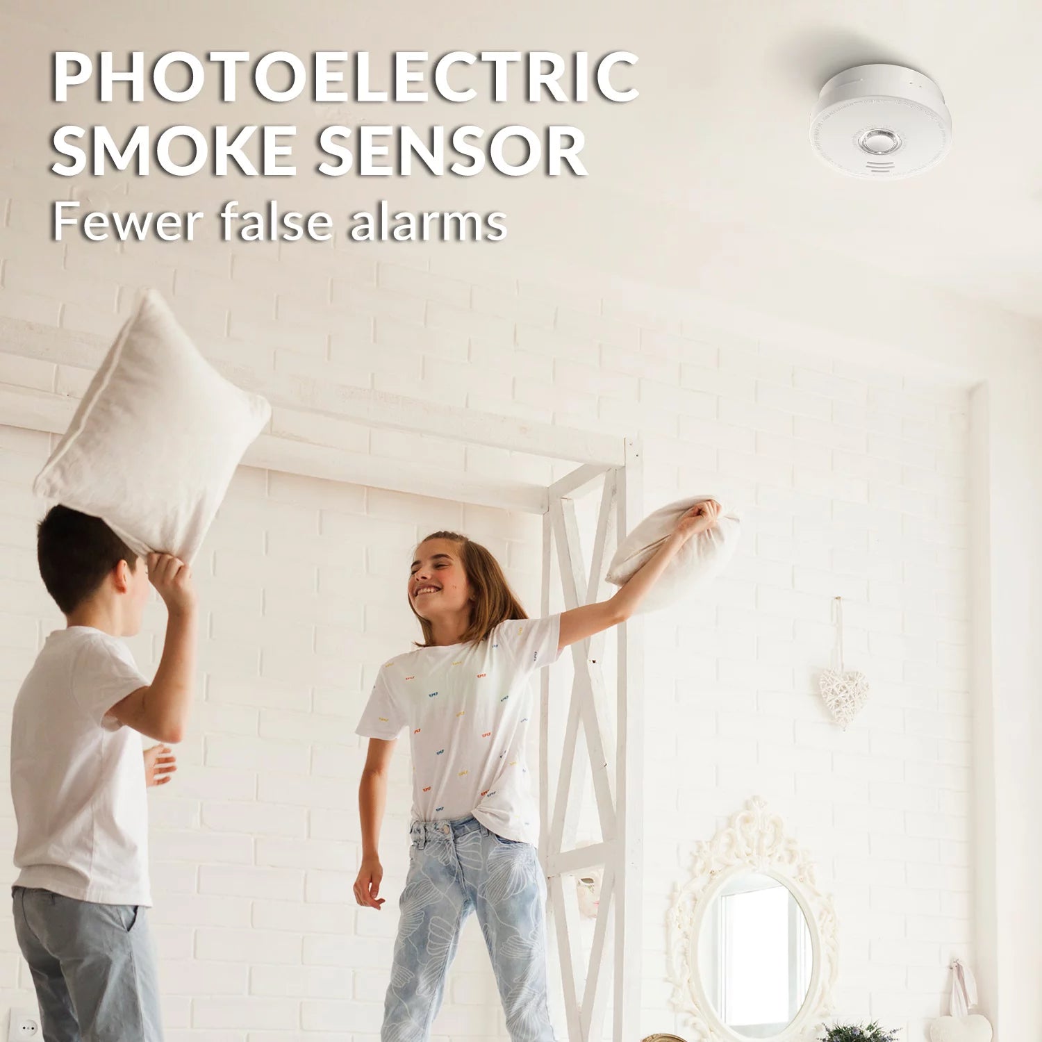 SITERWELL Smoke Detector 2 Pack, Photoelectric Sensor, 9V Battery Operated Fire Alarm S991