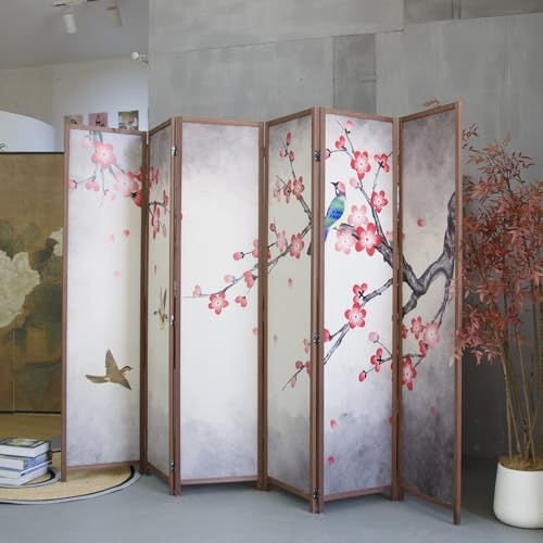 6 Panel Room Divider Screen, Double Faced, Mountain Landscape, 67" H x 94.5" W B114