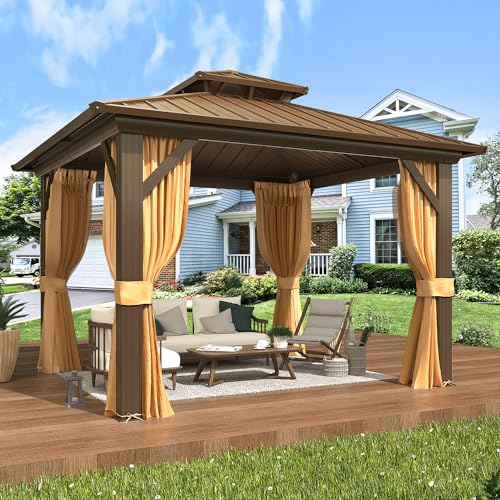 EROMMY 14'x20' Hardtop Gazebo Double Roof Galvanized Steel Outdoor Pavilion G3084