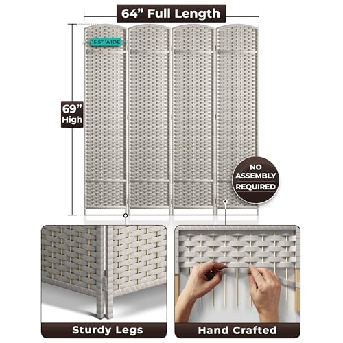 Sorbus 8-Panel Black Room Divider, 6 ft Tall Folding Privacy Screen T242