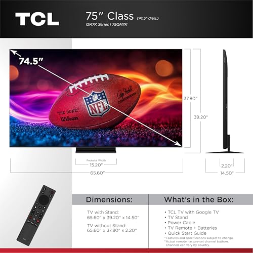 TCL 55-Inch Class QM7K Series QD-Mini LED 4K UHD Google Smart TV S7338