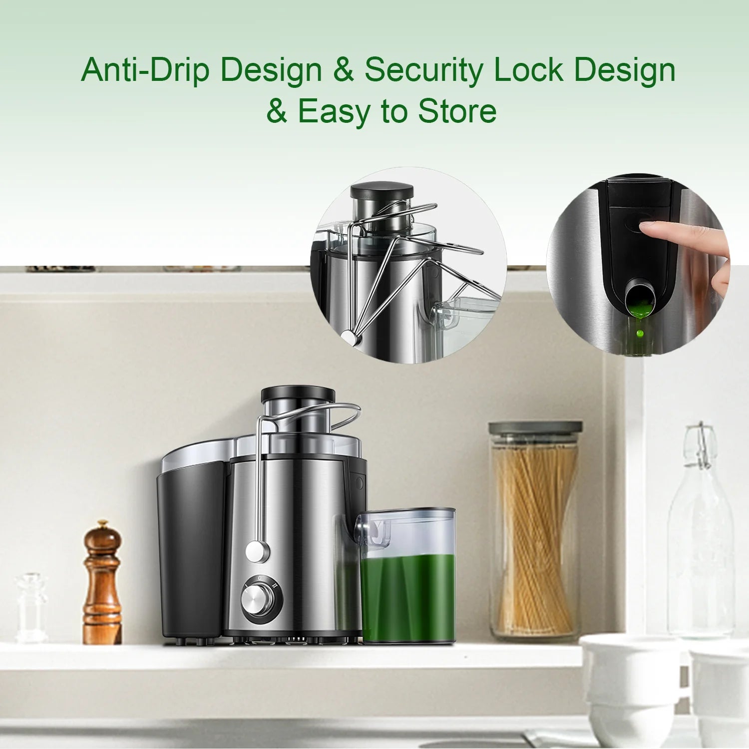 AICOOK Centrifugal Juicer for Fruits and Vegetables, 400W, Stainless Steel, 2 Speeds J616371