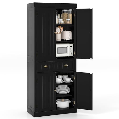 Tangkula 72" Tall Kitchen Pantry Cabinet with 2 Cabinets and Drawer X61390