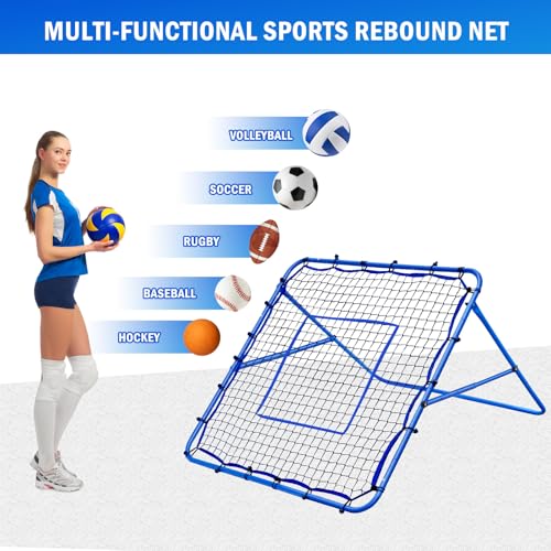 Volleyball Rebounder Net, Adjustable Pitchback Trainer for Backyard F7857