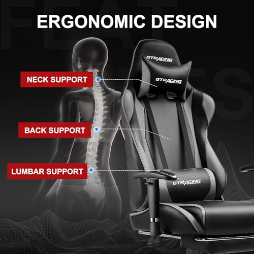 GTRACING Gaming Chair with Footrest, Blue R841