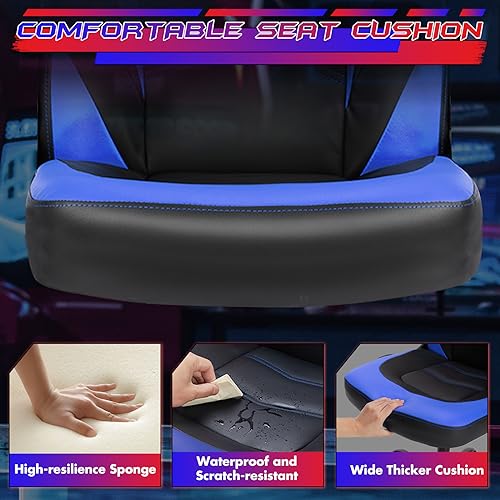 Sweetcrispy Ergonomic Gaming Desk Chair with Flip-up Armrest, Black Blue C253
