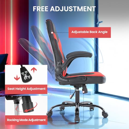 Gaming Chair with Footrest, Lumbar Support, Red/Black M9231