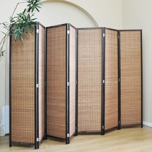 Bamboo Room Divider 6 Panel Folding Screen 67"H x 92.1"W X2437