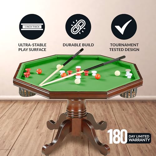Hathaway Kingston 3 in 1 Octagon Poker, Dining & Bumper Pool Table, Walnut E1037