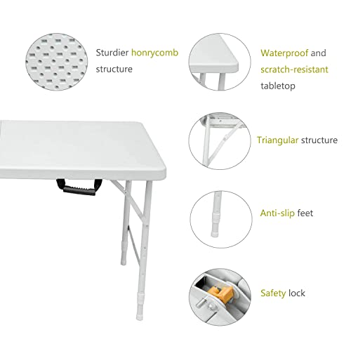 Portable Plastic Folding Table 4ft Heavy Duty Indoor Outdoor Y145657