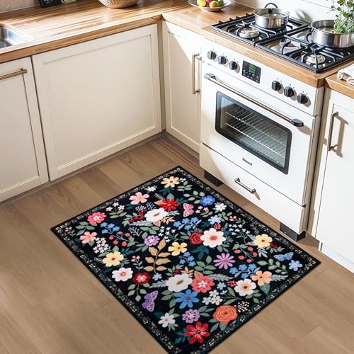 8x10 Floral Washable Area Rug for Living Room, Vintage Soft Non-Slip Carpet Z978379