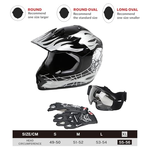 SLMOTO Dot Youth Kids Motocross Helmet Red Spider Design with Goggles and Gloves F254987