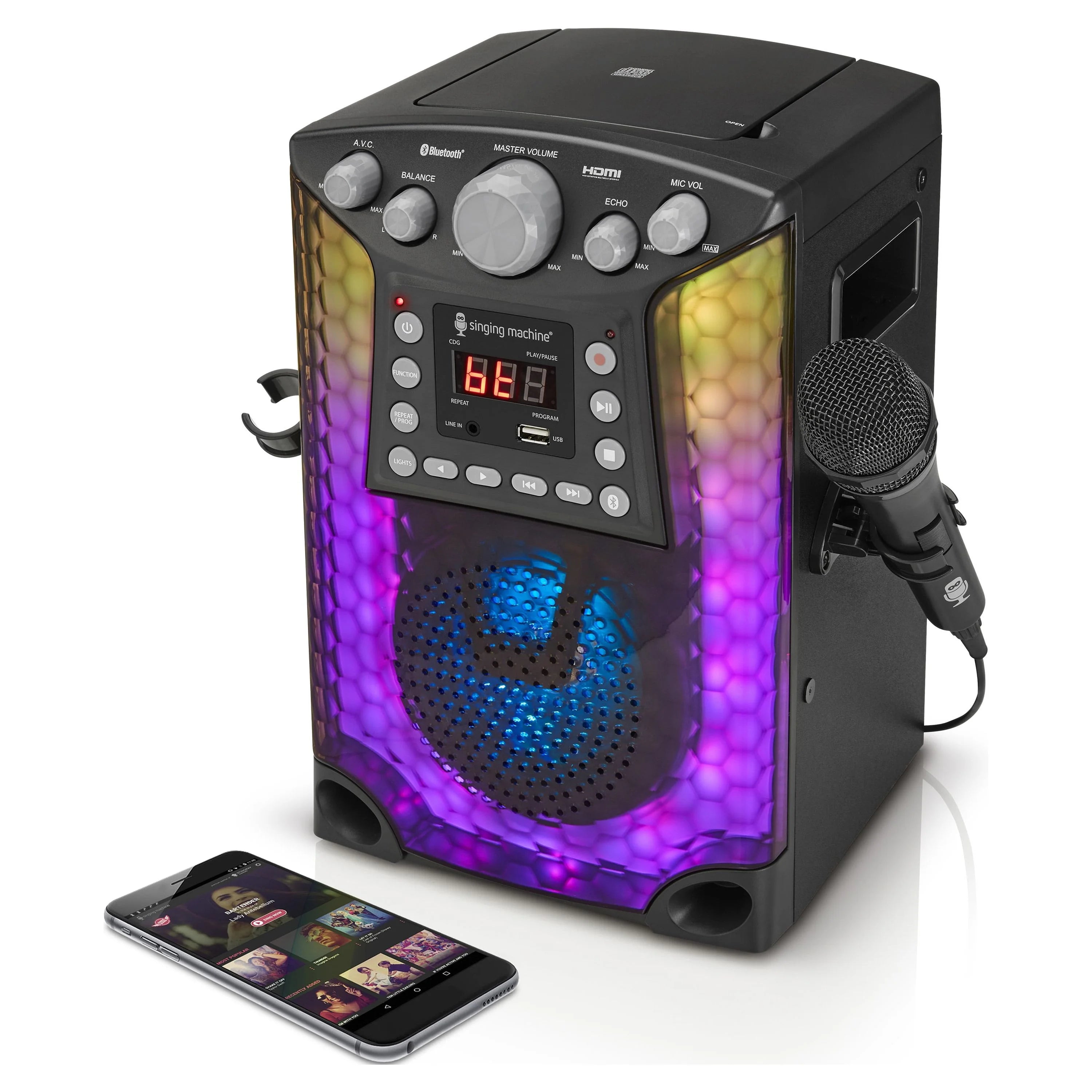 The Singing Machine SML633 Bluetooth Karaoke System with LED Lights, Black A216280