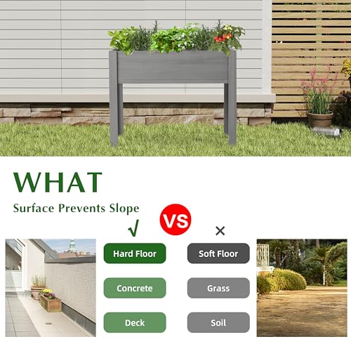Raised Garden Bed with Legs 40x20x31 Outdoor Wood Planter Box N314255