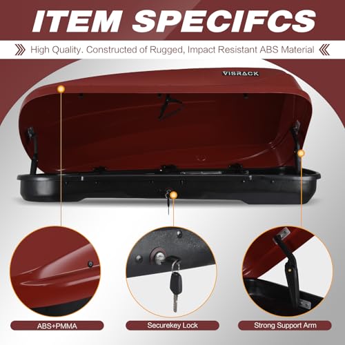 Hard Shell Roof Cargo Box 13 Cu.Ft Gray with Lock, Dual-Side Opening Z6174