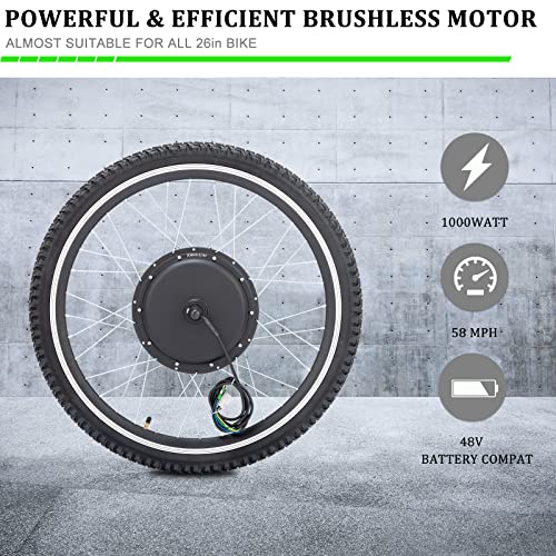 Ktaxon Electric Bike Conversion Kit 48V 1000W 26" Wheel with LCD Display W65076