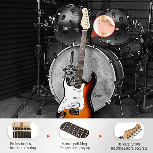 Donner DST-100B 39 Inch Electric Guitar Beginner Kit with Amplifier and Accessories W342
