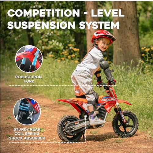 AIII Electric Dirt Bike for Kids 3-7, 12-Inch Off-Road Tires, Red X89100