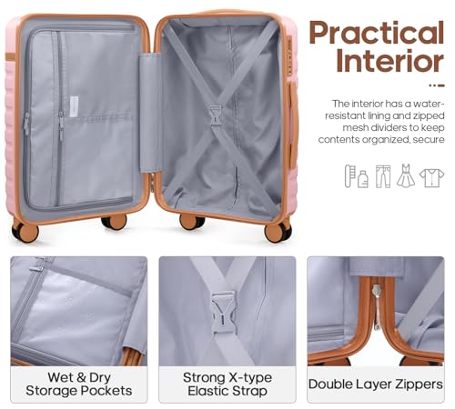 Luggage Sets 3 Piece, Carry On 20 Inch Hardside Suitcase with Spinner Wheels and TSA Lock J67858