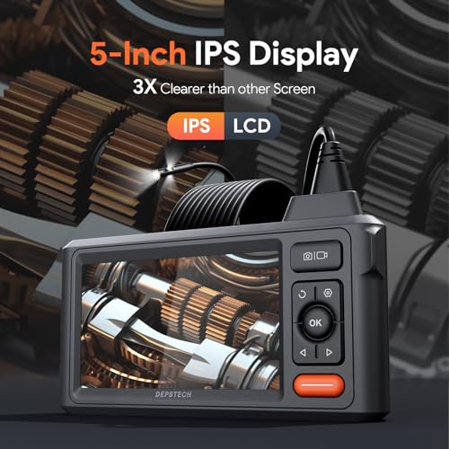DEPSTECH 50ft Sewer Camera, 1080P HD Triple Lens Borescope with 5" IPS Screen F937