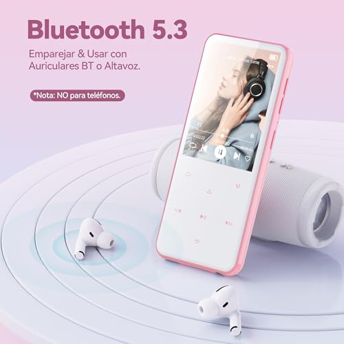 AGPTEK 64GB MP3 Player with Bluetooth, 2.4" Touch Buttons, FM Radio, Purple L983