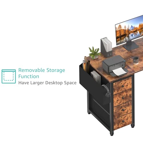 Lufeiya L Shaped Gaming Desk with Drawers & Power Outlet, Black A39519