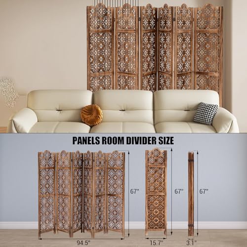 Japanese Shoji Room Divider 6 Panel Folding Wooden Screen 5.6FT I82869