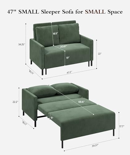 3 in 1 Convertible Sleeper Chair Sofa Bed with Adjustable Backrest, Blue M92497