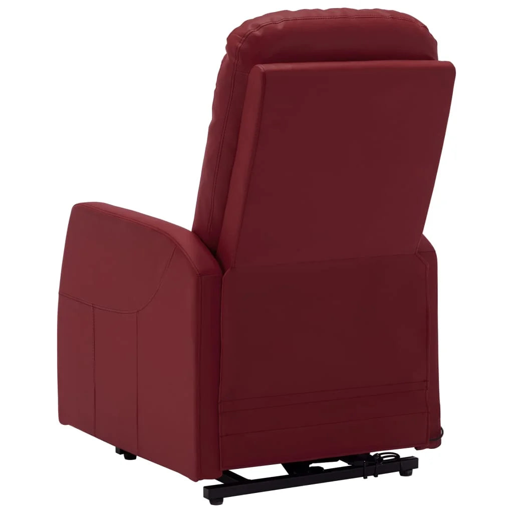 Power Lift Massage Recliner Wine Red Faux Leather K9869