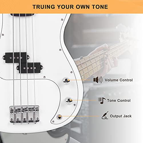 GLARRY Full Size Electric Bass Guitar Beginner Kit 4 String with Amp and Accessories S4156