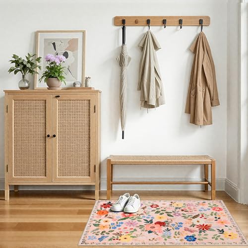 8x10 Floral Washable Area Rug for Living Room, Vintage Soft Non-Slip Carpet Z978379