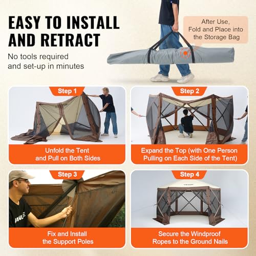 VEVOR Pop Up Gazebo Screen Tent 10x10ft with Mosquito Netting B21209
