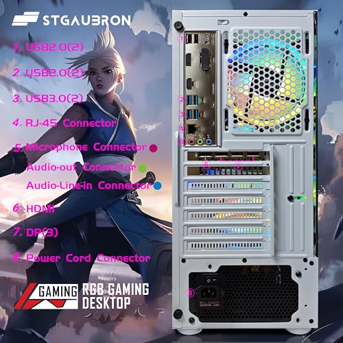 STGAubron Gaming PC Desktop, GeForce RTX 2060 Super, Intel Core i7, 16G DDR4, 1T SSD, Windows 11 Z1287