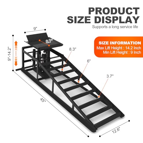 2 Pack Hydraulic Car Ramps 11050LBS High Lift 9"-14.2" Heavy Duty Steel M6524