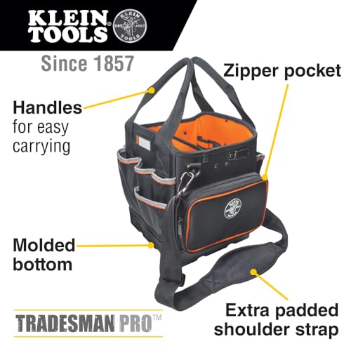Klein Tools 55419SP-14 Tool Bag with Shoulder Strap, 14 Pockets O8402