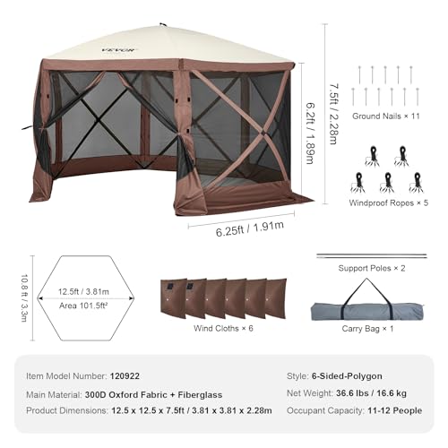 VEVOR Pop Up Gazebo Screen Tent 10x10ft with Mosquito Netting B21209