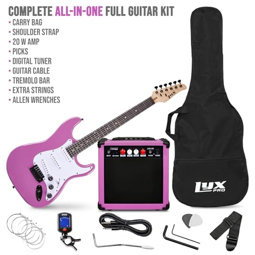 LyxPro Electric Guitar 39" Beginner Starter Kit with 20W Amp, Black B69338