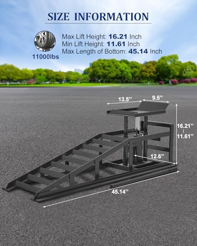 Hydraulic Car Ramps, 4-Position Adjustment, 5T Capacity, Low Profile I6327
