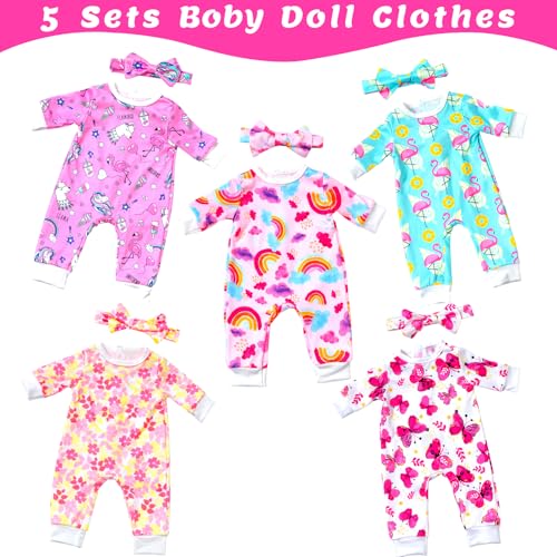 Ecore Fun 5 Sets Baby Doll Clothes and Headbands for 14-16 Inch Dolls R1250