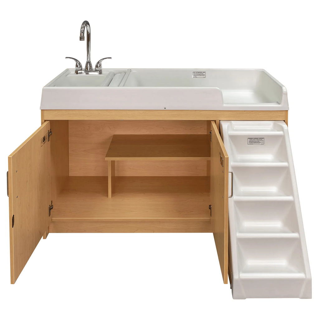 Tot Mate Walk-Up Baby Changing Table with Built-In Sink, Maple G138