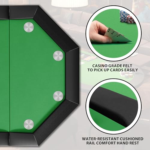 Octagon Poker Table with Metal Legs and 8 Cup Holders Q5999