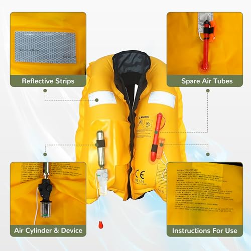 Automatic Inflatable Life Jackets for Adults PFD Low Profile 330lbs U45655