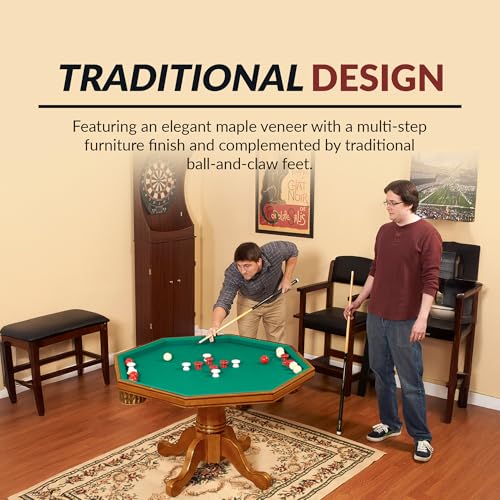 Hathaway Kingston 3 in 1 Octagon Poker, Dining & Bumper Pool Table, Oak M25696