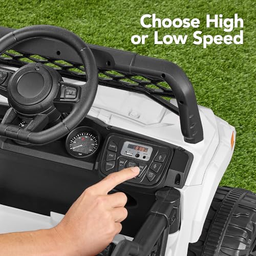 Kids 12V Electric Ride On UTV Car with Trailer, Parent Control, LED Lights, Bluetooth - Black C2735