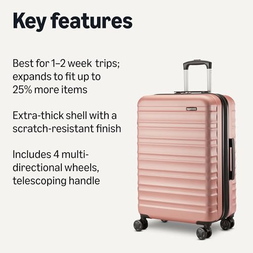 Amazon Basics 21" Hardside Carry-On Luggage with Wheels, Expandable, Black L489