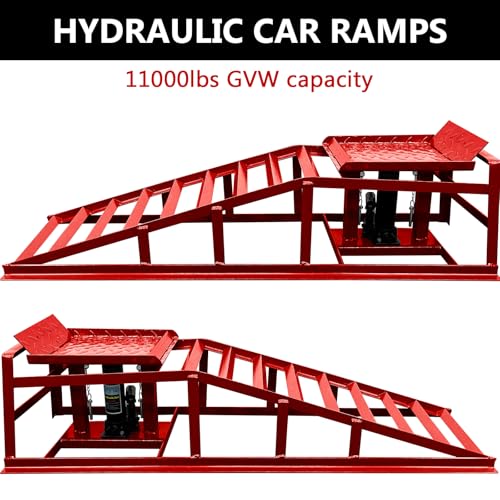 Hydraulic Car Ramps 2 Pcs 11000lbs with Support Jack J180
