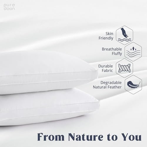 puredown® Goose Feathers and Down White Pillows King Size Set of 2 G471477