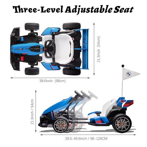 FORESEE 36V BMW Licensed Kids Electric Go Kart, Battery Powered Ride On Toy with Adjustable Seat, Black F2952
